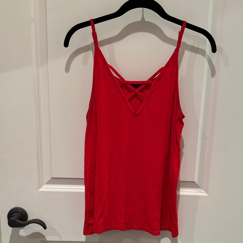 Red by BKE. Crisscross Red Camisole Top